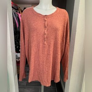 Old Navy Orange Button Knit Long Sleeve Top